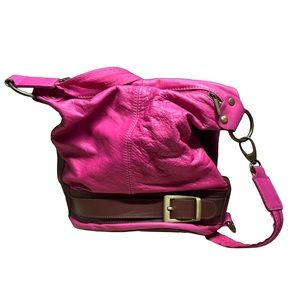 Pink calfskin leather crossbody bag purse handbag